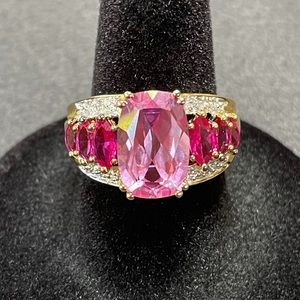 Sterling Silver & Created Pink Sapphire Ring